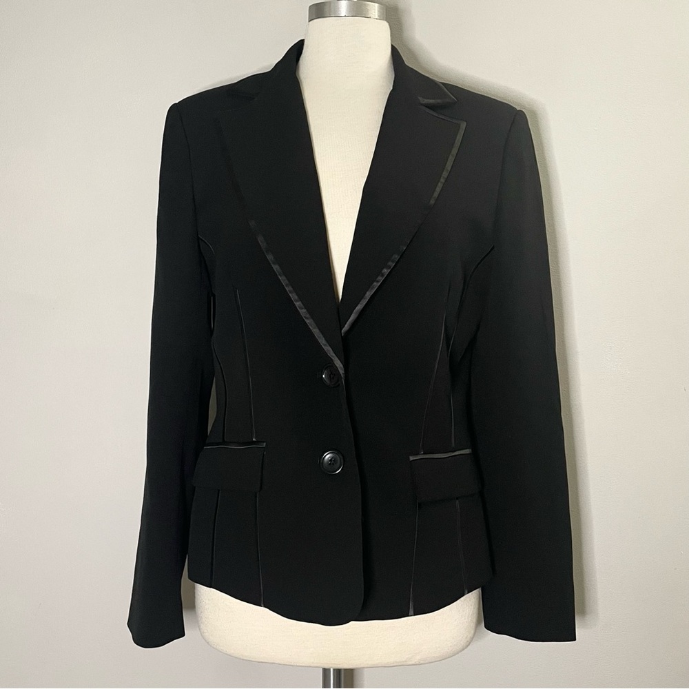 Willi Smith Satin Trim Suit Jacket Blazer Black Size 10
